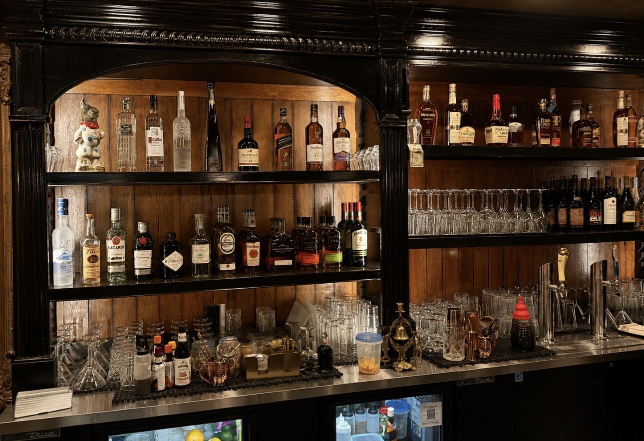 The back bar shelves