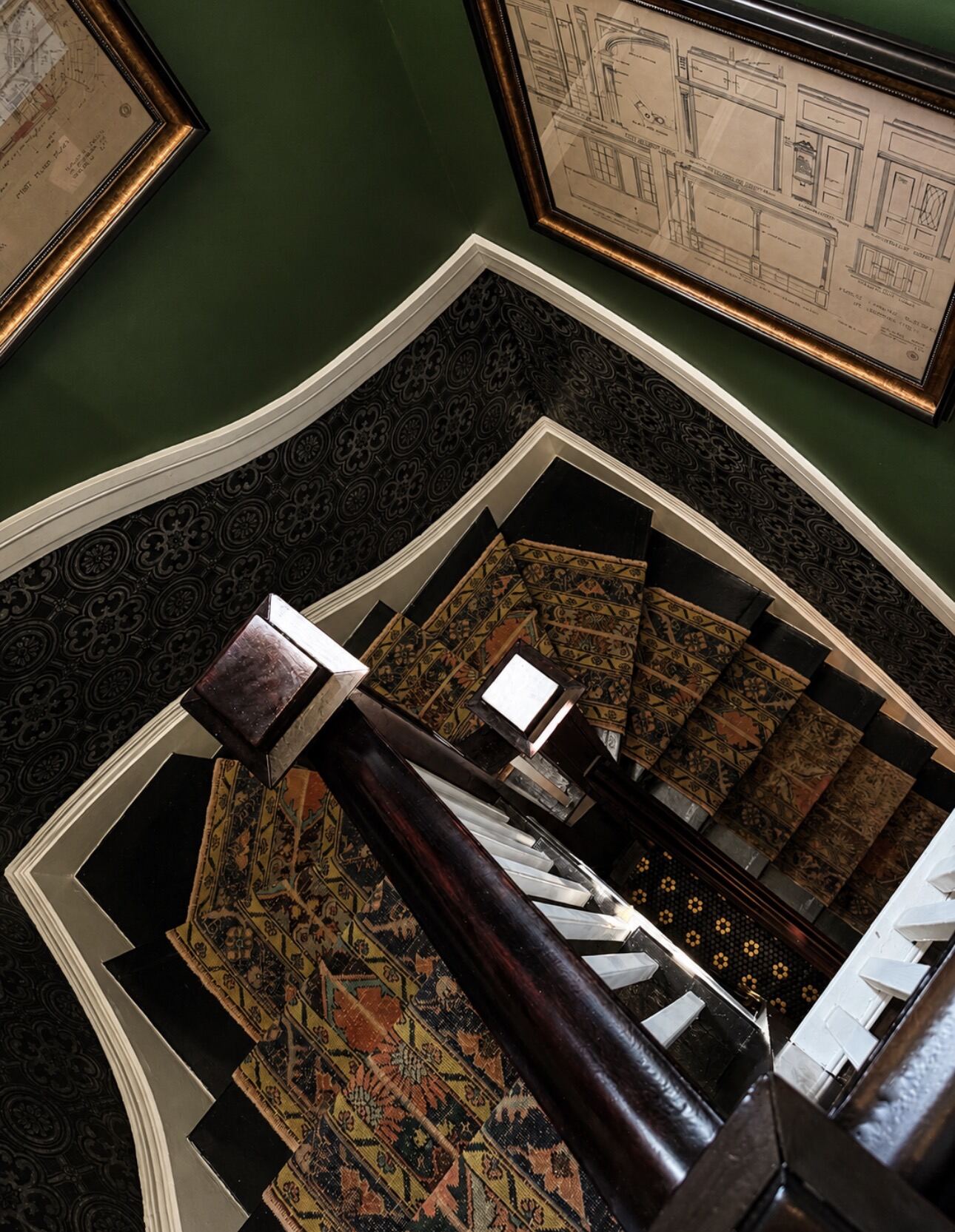 Framed blueprint of the original library